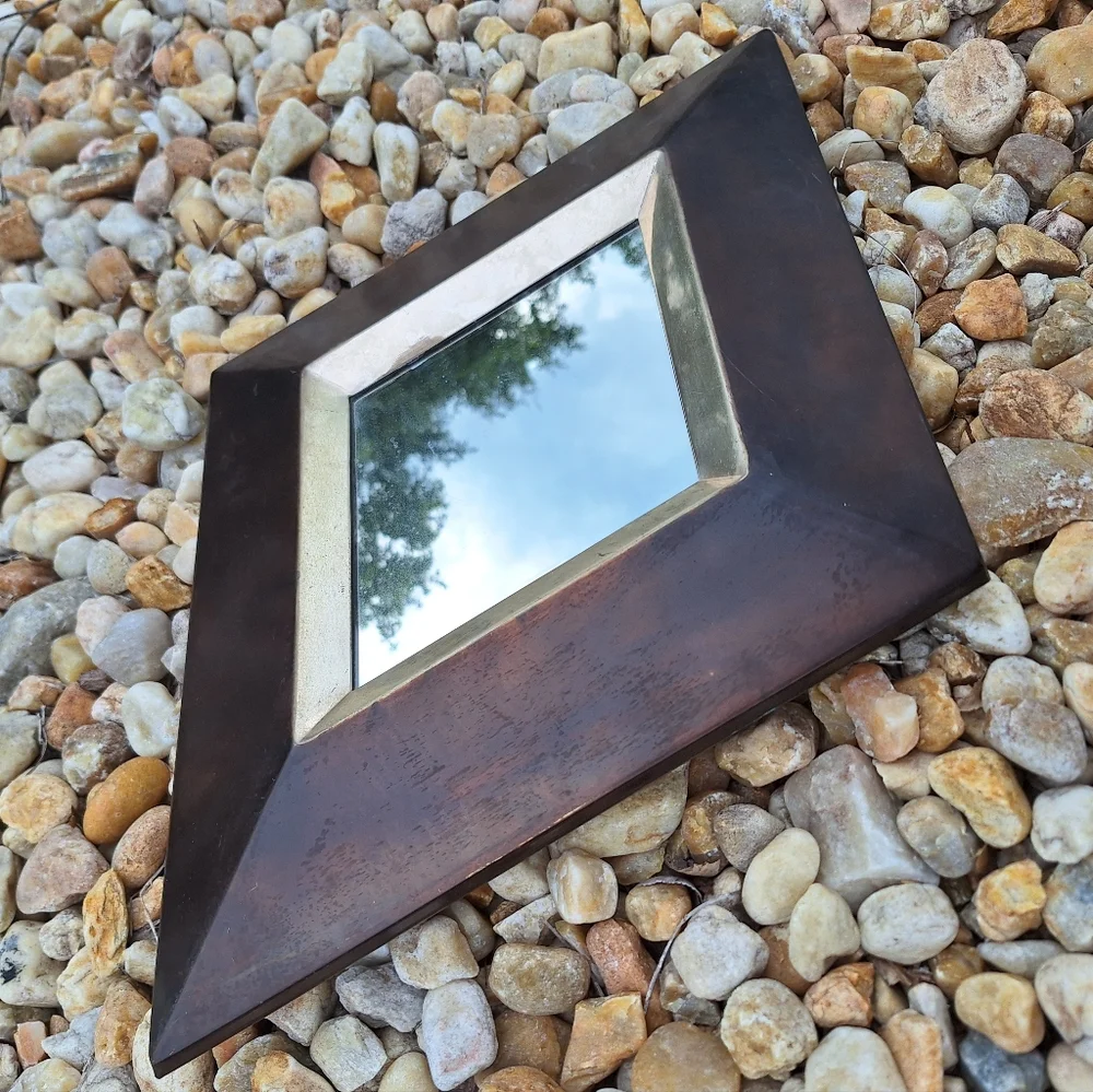 Mirror Wall Hanging Decor Rustic Metal Frame Vintage Modern Industrial Triangle